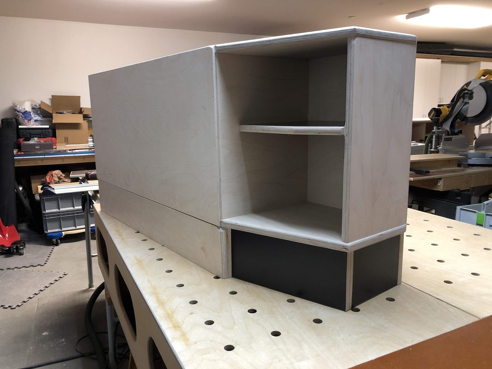 Custom shelving build by Sky Harbor Woodshop