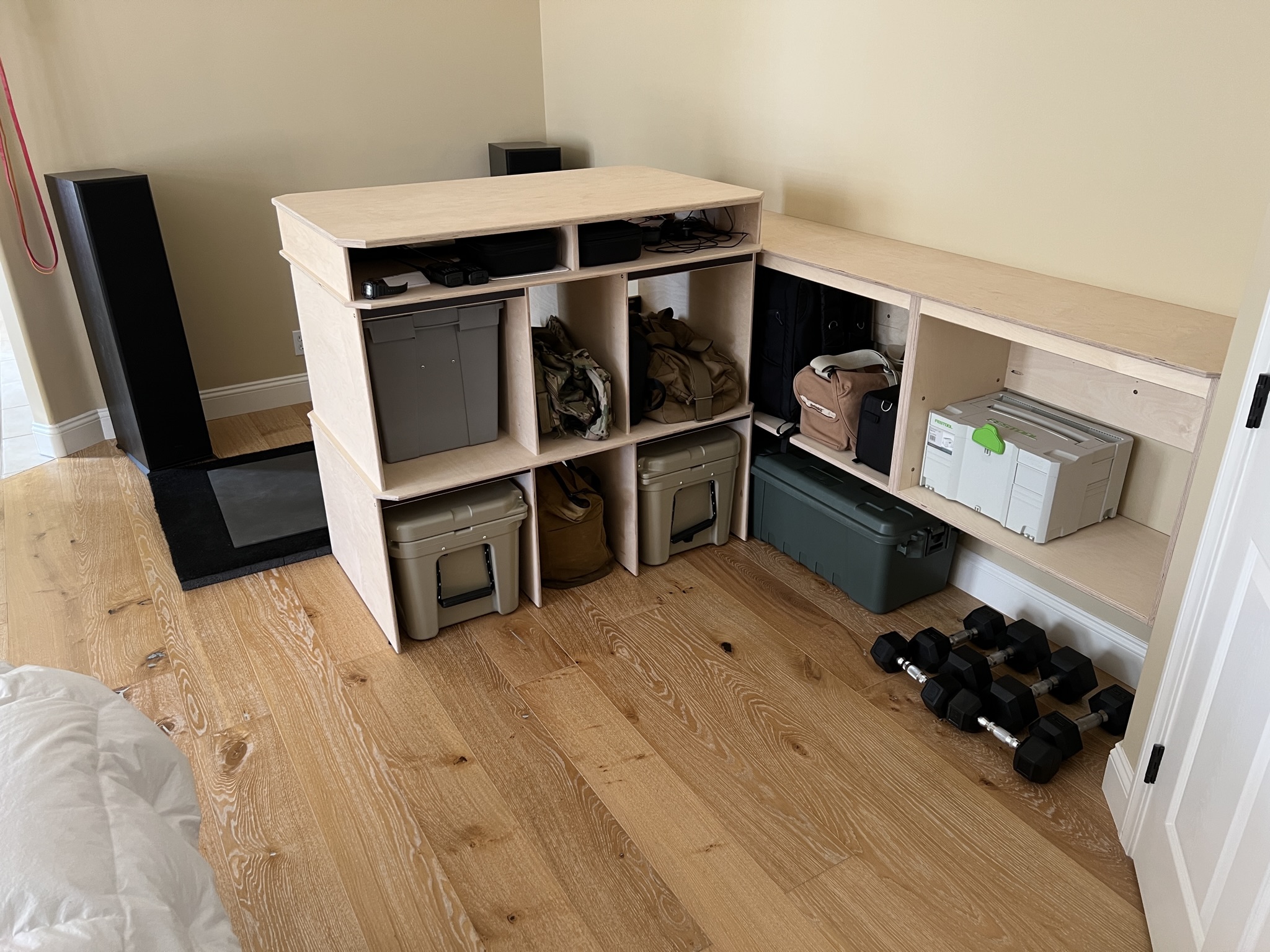 Custom shelving build by Sky Harbor Woodshop